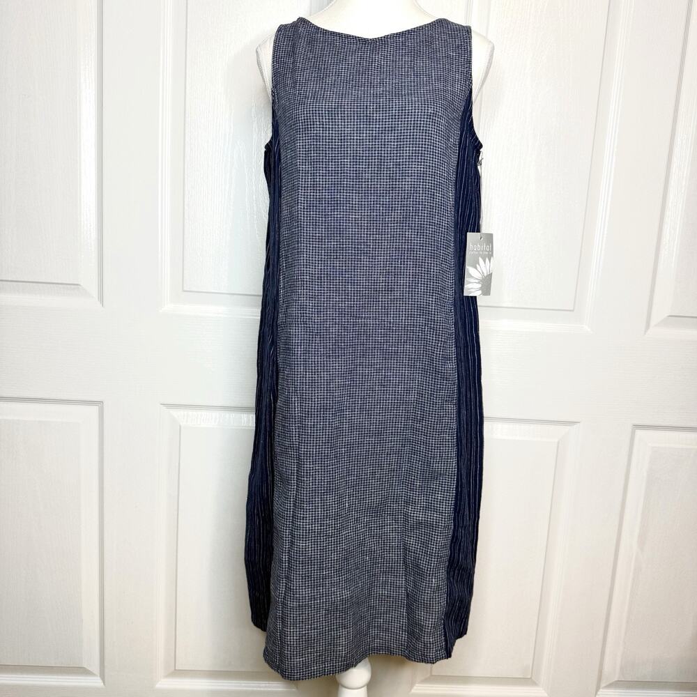 Habitat Clothes To Live In XS Linen Cotton Sleeveless Shift Dress NWT Navy